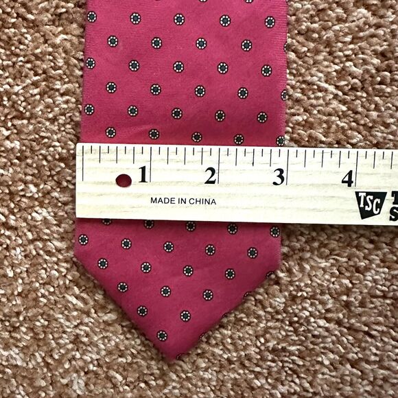 Norton Ditto Men's Neck Tie Silk Pink Fuchsia Abstract Spotted Hand Made - Picture 5 of 5